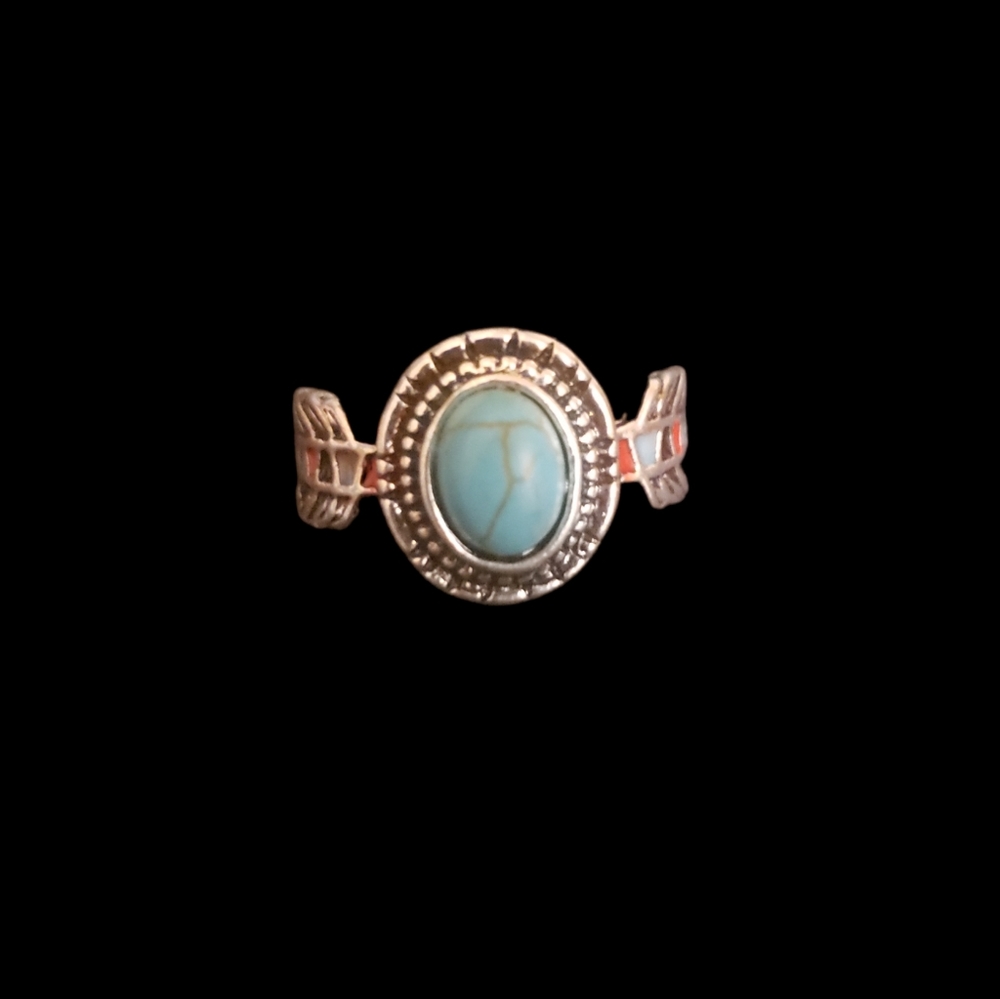 B2G1 NWOT Poetic Spirit Imitation Turquoise Stone Feather Band Ring
